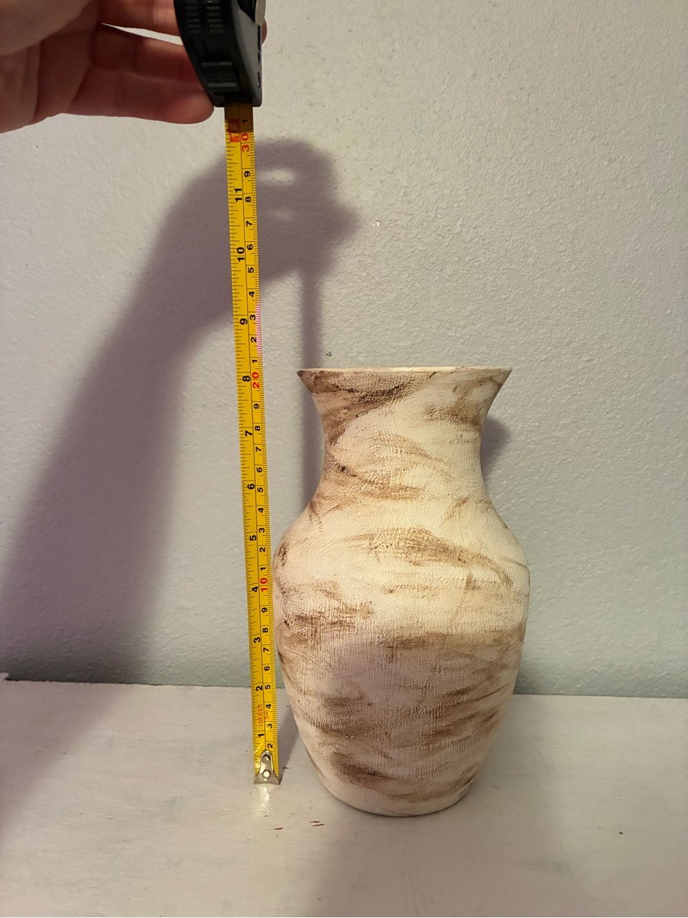 Textured Ceramic Vase in Cream and Brown - Picture 3 of 5